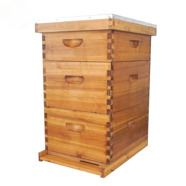 Three Tier Waxed Beehive Set 10 Frame Wax Dipped Unassembled Bee Hive