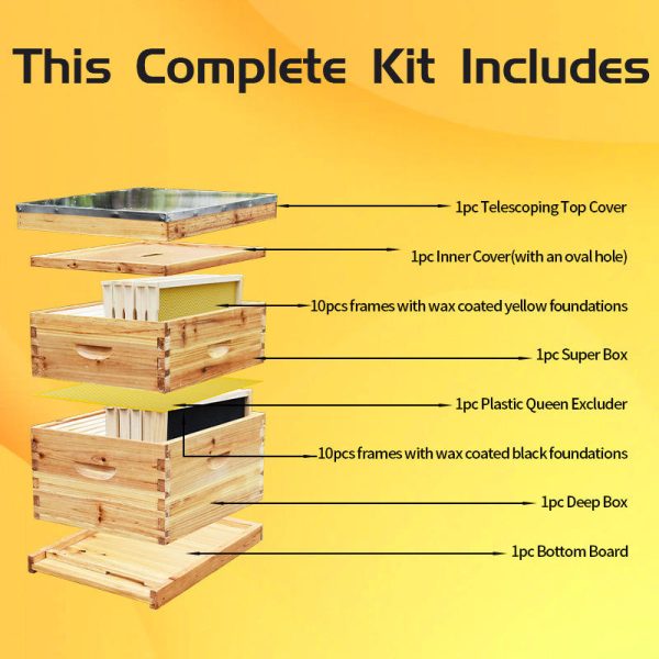 Hives for Bees Complete Set Bee Hive Kit 10 Frames Honey Bee Hive Box