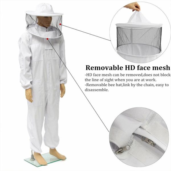 White one-piece beekeeping suit cotton Professional beekeeper Bee Suit