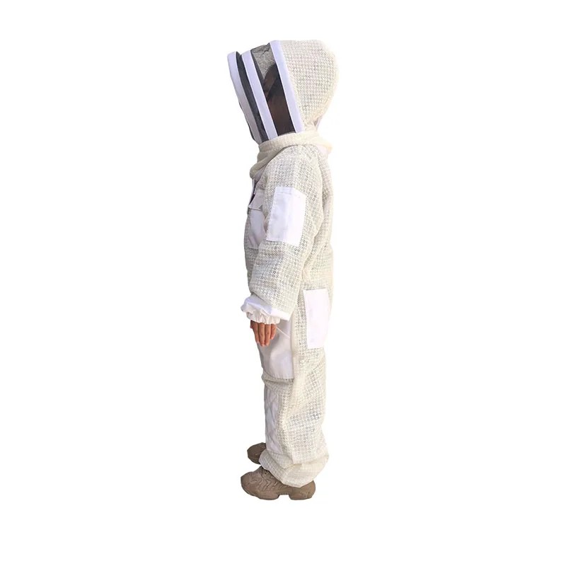 Beekeeping Suit White Three Layers Mesh Bee Clothes For Beekeeper Overalls Ventilation for Children Beekeeping Suit